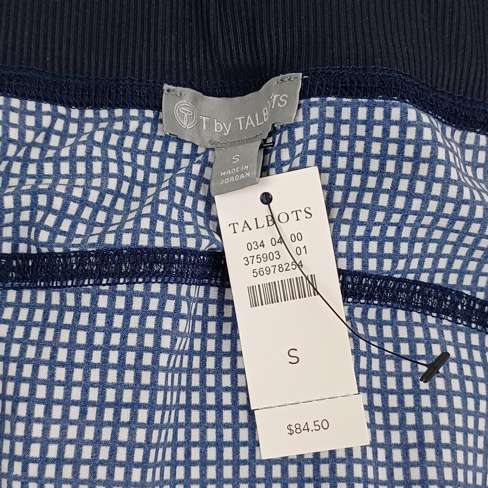 T By Talbots Skirt Size S Women Lightweight Woven Stretch Side Slit In Mini Grid - Picture 7 of 9